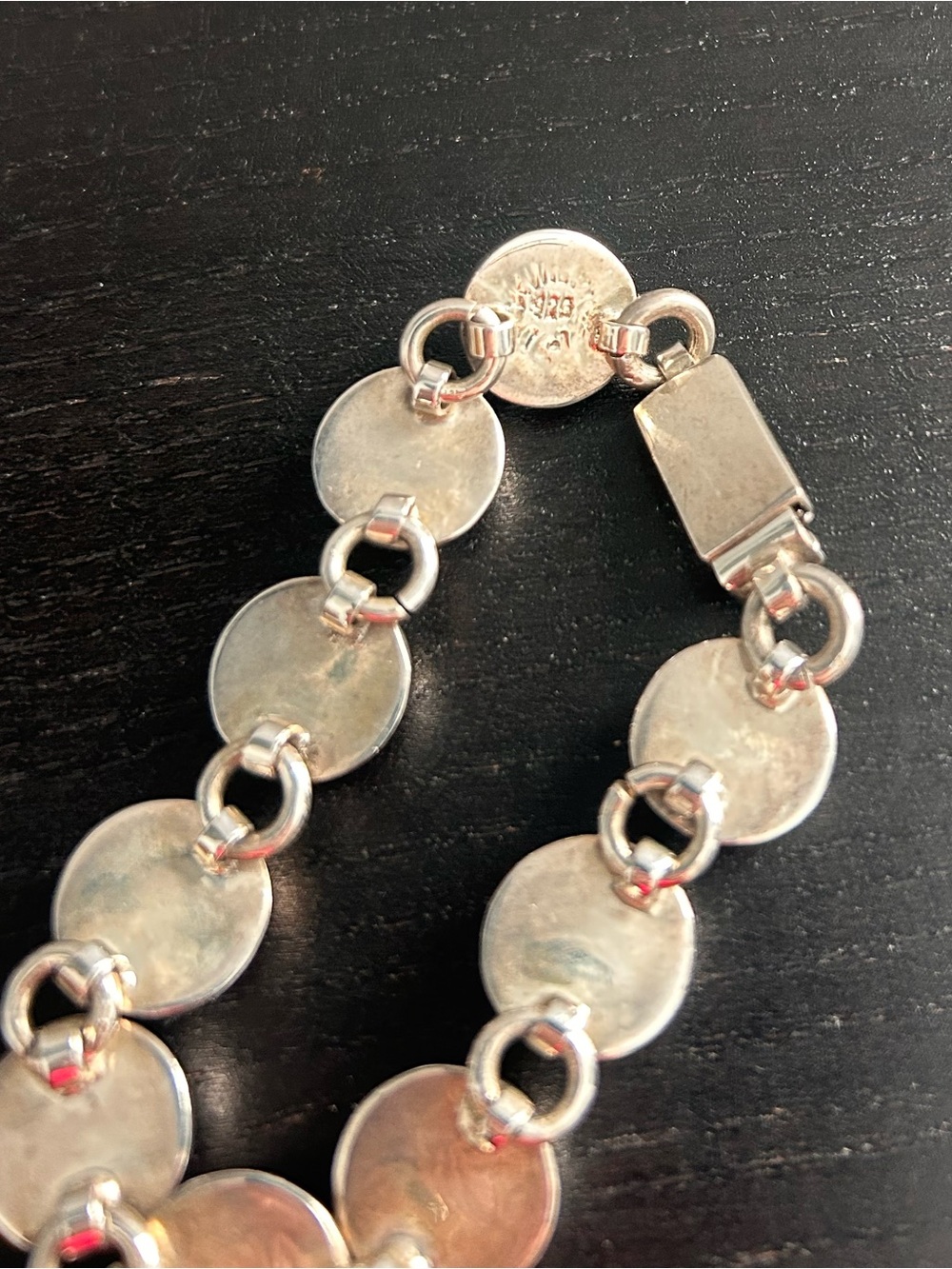 7” Red Jasper & Sterling Silver Cabochon Articulated Link Bracelet 925 Vintage! - Picture 4 of 9